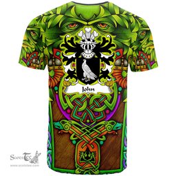 ScotsTee Shop Welsh John AP HARRY AP LLYWELYN Coat of Arms Family Crest Wales T Shirt Celtic Green Man T Shirt
