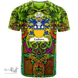 ScotsTee Shop Welsh Lathom of Lleweni Green Denbighshire Coat of Arms Family Crest Wales T Shirt Celtic Green Man T Shirt