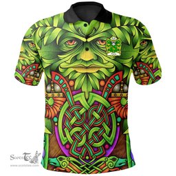 ScotsTee Shop Welsh Young of Tredrysi Pembrokeshire Coat of Arms Family Crest Wales Polo Shirt Celtic Green Man Polo Shirt