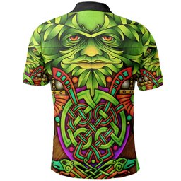 ScotsTee Shop Welsh Laugharne of St. Brides Pembrokeshire Coat of Arms Family Crest Wales Polo Shirt Celtic Green Man Polo Shirt