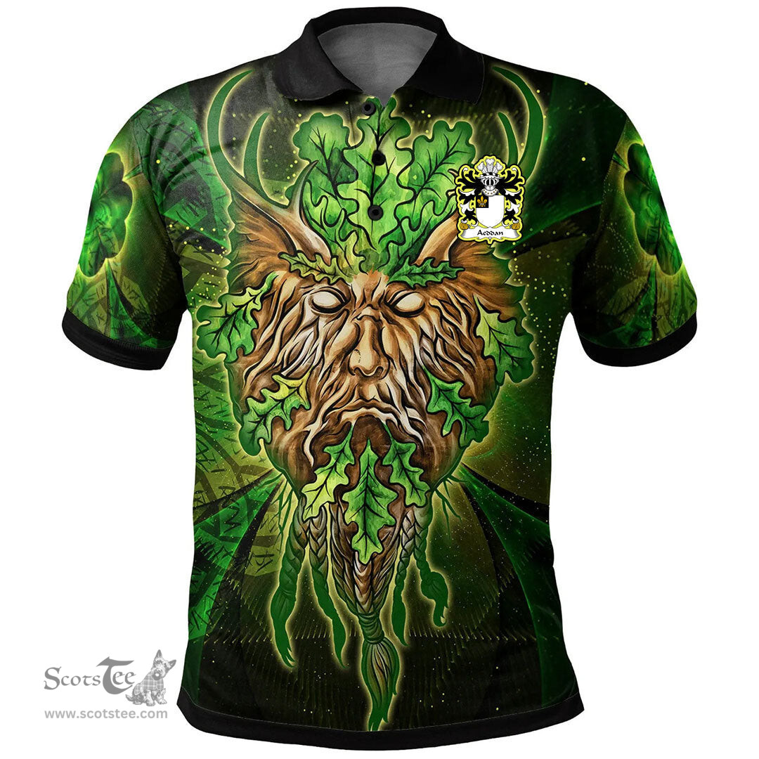 ScotsTee Shop Welsh Aeddan AP SEYSSYLLT Coat of Arms Family Crest Wales Polo Shirt Green Celtic God Polo Shirt