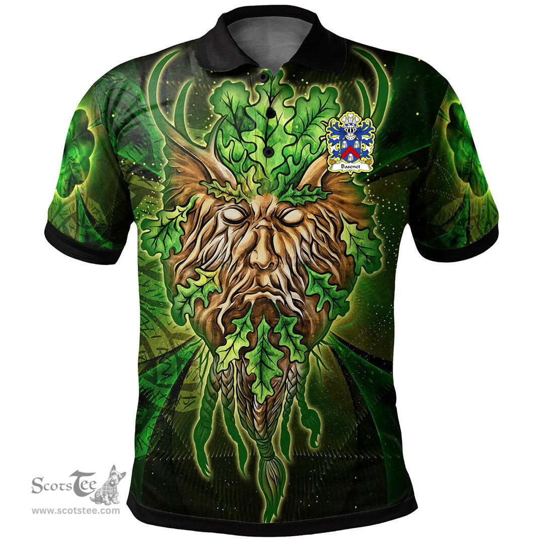 ScotsTee Shop Welsh Basenet of Flint Coat of Arms Family Crest Wales Polo Shirt Green Celtic God Polo Shirt