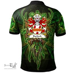 ScotsTee Shop Welsh Byrbeck Vicar of Lamphey Pembrokeshire Coat of Arms Family Crest Wales Polo Shirt Green Celtic God Polo Shirt