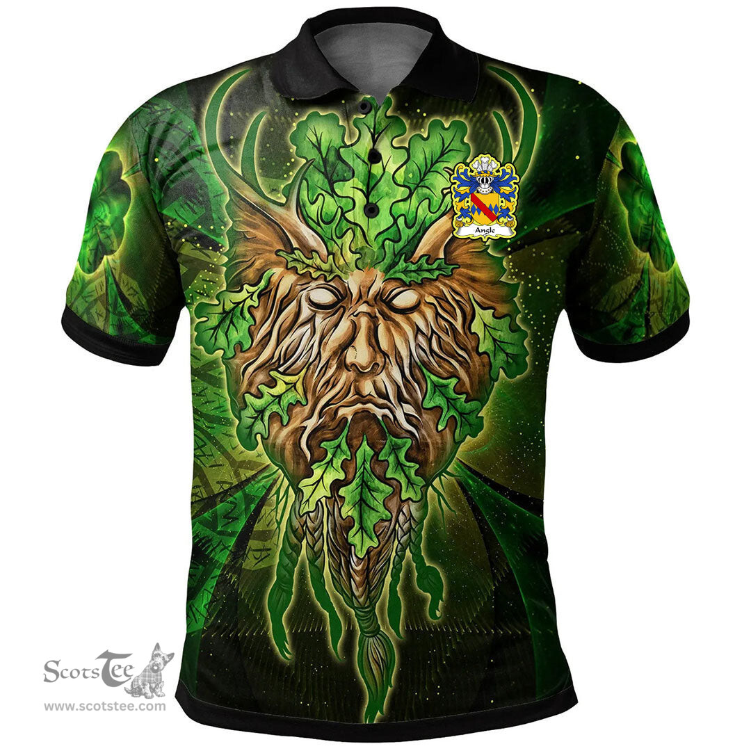 ScotsTee Shop Welsh Angle Pembrokeshire Coat of Arms Family Crest Wales Polo Shirt Green Celtic God Polo Shirt