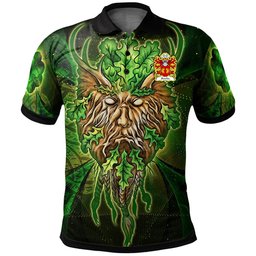 ScotsTee Shop Welsh Bowles of Penhow Montgomershire Coat of Arms Family Crest Wales Polo Shirt Green Celtic God Polo Shirt