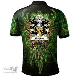 ScotsTee Shop Welsh Grafton of Carew Pembrokeshire Coat of Arms Family Crest Wales Polo Shirt Green Celtic God Polo Shirt
