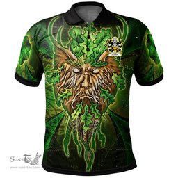 ScotsTee Shop Welsh Grafton of Carew Pembrokeshire Coat of Arms Family Crest Wales Polo Shirt Green Celtic God Polo Shirt