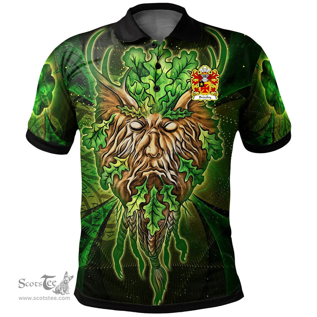 ScotsTee Shop Welsh Brereley or Brierley Coat of Arms Family Crest Wales Polo Shirt Green Celtic God Polo Shirt