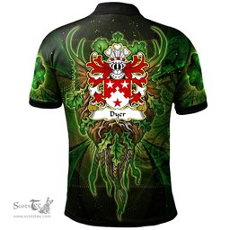ScotsTee Shop Welsh Dyer of Haverfordwest Carmarthenshire Coat of Arms Family Crest Wales Polo Shirt Green Celtic God Polo Shirt