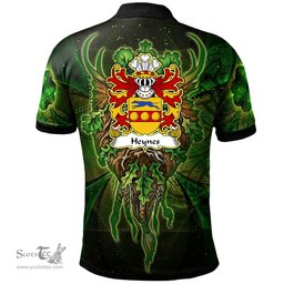 ScotsTee Shop Welsh Heynes of Stretton Shropshire ap John Heynes Coat of Arms Family Crest Wales Polo Shirt Green Celtic God Polo Shirt