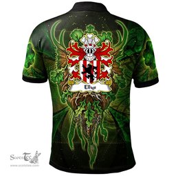 ScotsTee Shop Welsh Ellys of Denbighshire Coat of Arms Family Crest Wales Polo Shirt Green Celtic God Polo Shirt