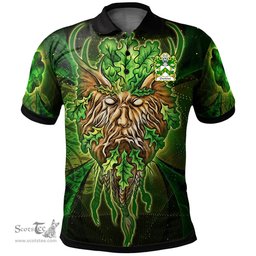 ScotsTee Shop Welsh Cherleton or Charlton Lords of Powys Coat of Arms Family Crest Wales Polo Shirt Green Celtic God Polo Shirt