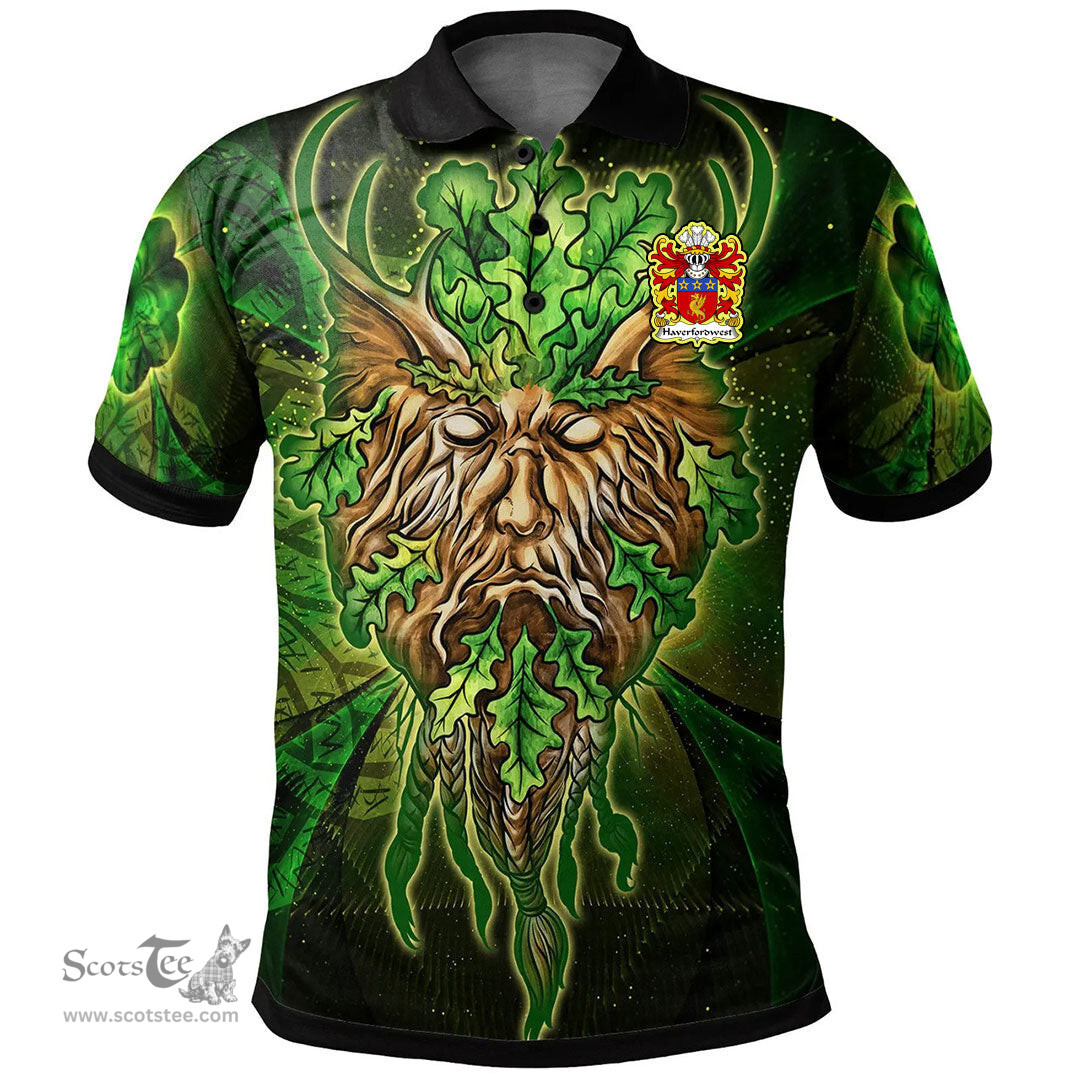 ScotsTee Shop Welsh Haverfordwest priory of Coat of Arms Family Crest Wales Polo Shirt Green Celtic God Polo Shirt