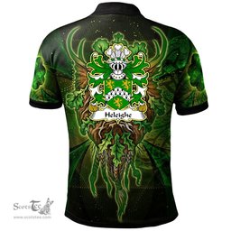 ScotsTee Shop Welsh Heleighe Helegh Heley of Flint Coat of Arms Family Crest Wales Polo Shirt Green Celtic God Polo Shirt
