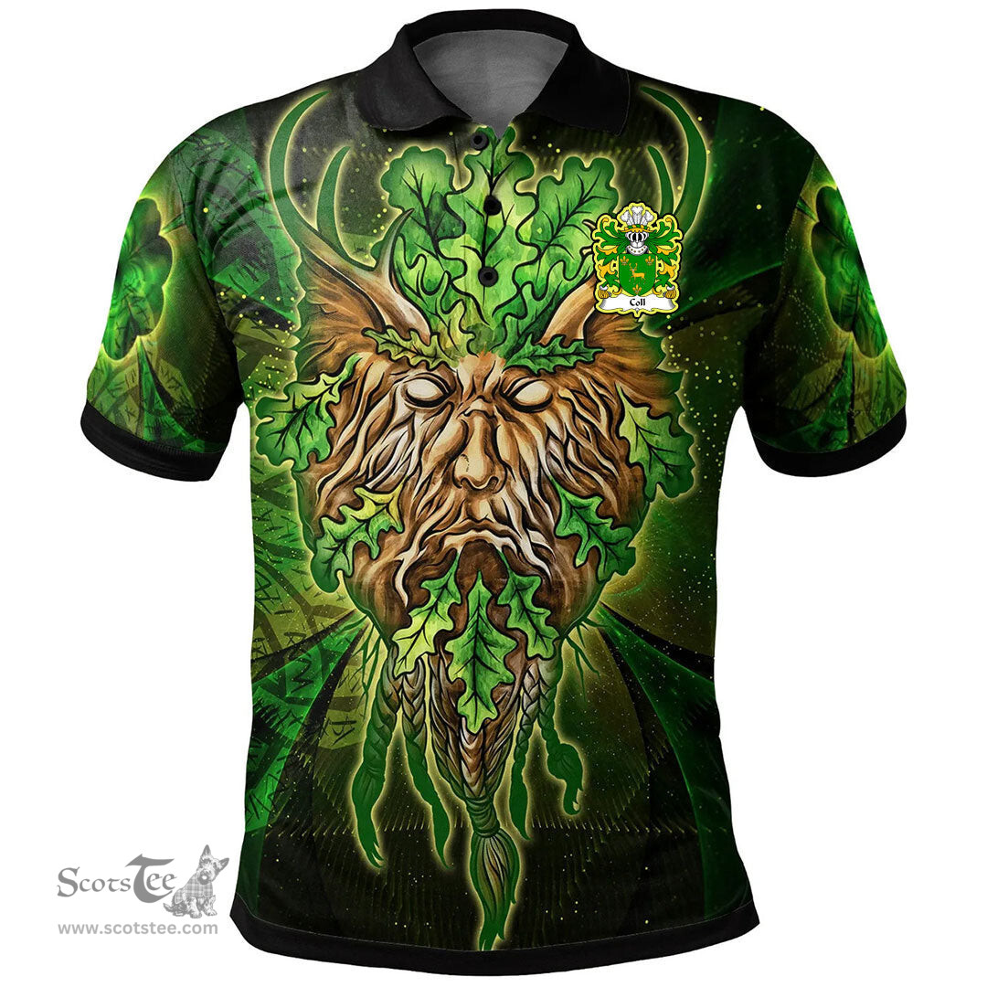 ScotsTee Shop Welsh Coll of Pembrokeshire Coat of Arms Family Crest Wales Polo Shirt Green Celtic God Polo Shirt