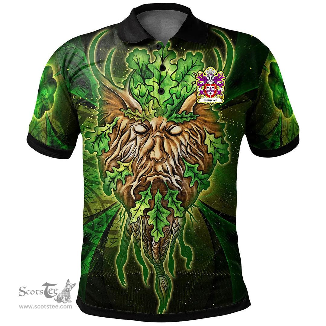 ScotsTee Shop Welsh Exmewe of Ruthin Denbighshire Coat of Arms Family Crest Wales Polo Shirt Green Celtic God Polo Shirt
