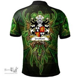 ScotsTee Shop Welsh Gruffudd FYCHAN Sir of Powys of Boniarth Coat of Arms Family Crest Wales Polo Shirt Green Celtic God Polo Shirt