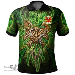 ScotsTee Shop Welsh Gwrgant FARFDRWCHF Monmouthshire Coat of Arms Family Crest Wales Polo Shirt Green Celtic God Polo Shirt