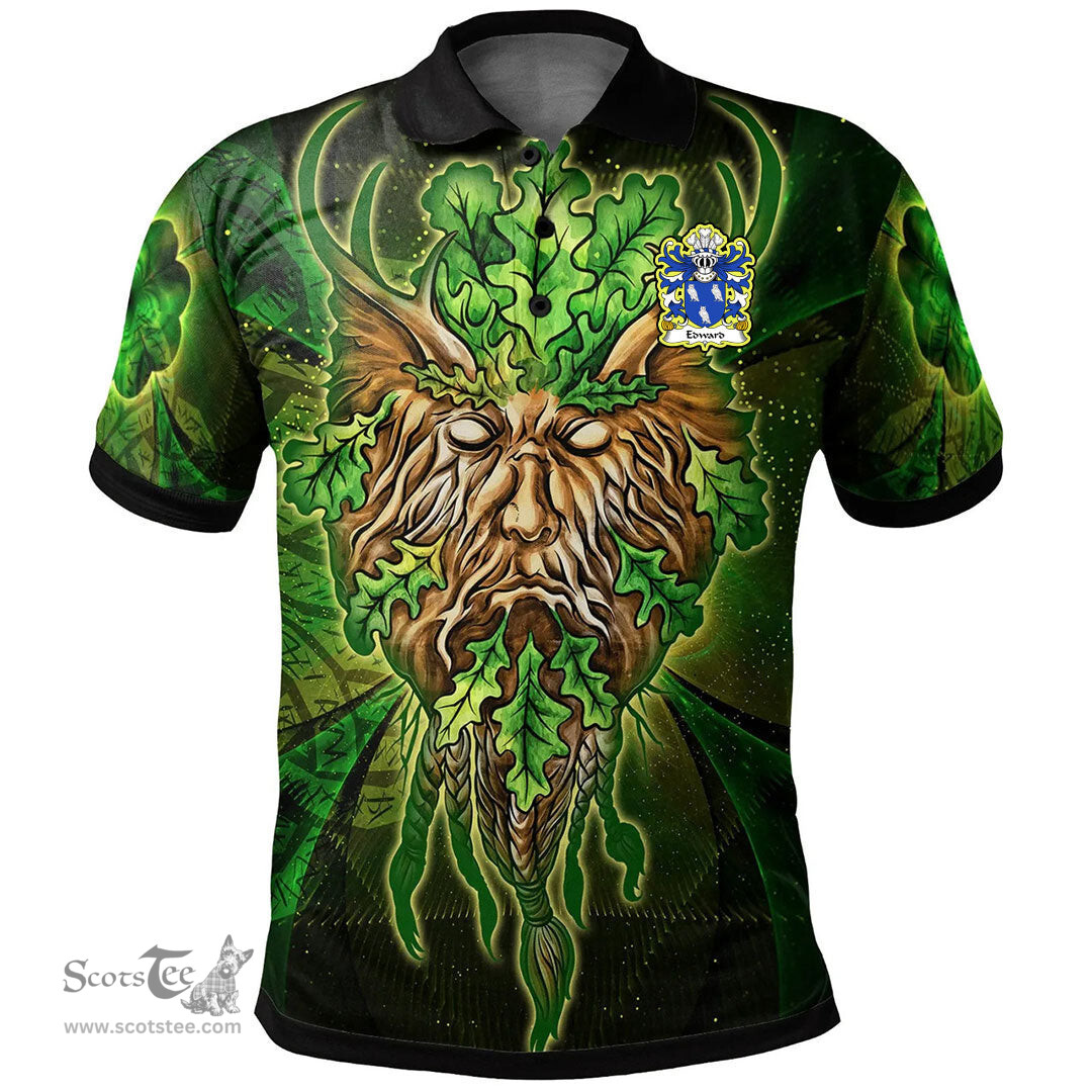 ScotsTee Shop Welsh Edward AP RHYS Coat of Arms Family Crest Wales Polo Shirt Green Celtic God Polo Shirt