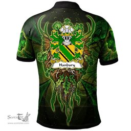 ScotsTee Shop Welsh Hanbury of Pontypool Monmouthshire Coat of Arms Family Crest Wales Polo Shirt Green Celtic God Polo Shirt