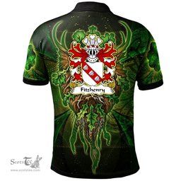 ScotsTee Shop Welsh Fitzhenry of Pembrokeshire Coat of Arms Family Crest Wales Polo Shirt Green Celtic God Polo Shirt