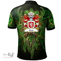 ScotsTee Shop Welsh Grey or Gray lords of Powys Coat of Arms Family Crest Wales Polo Shirt Green Celtic God Polo Shirt
