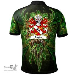 ScotsTee Shop Welsh Davies of Chester Coat of Arms Family Crest Wales Polo Shirt Green Celtic God Polo Shirt
