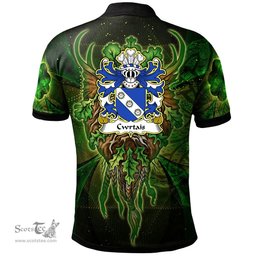 ScotsTee Shop Welsh Cwrtais Courteys Curthoyse Curtis Coat of Arms Family Crest Wales Polo Shirt Green Celtic God Polo Shirt