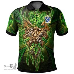 ScotsTee Shop Welsh Cwrtais Courteys Curthoyse Curtis Coat of Arms Family Crest Wales Polo Shirt Green Celtic God Polo Shirt