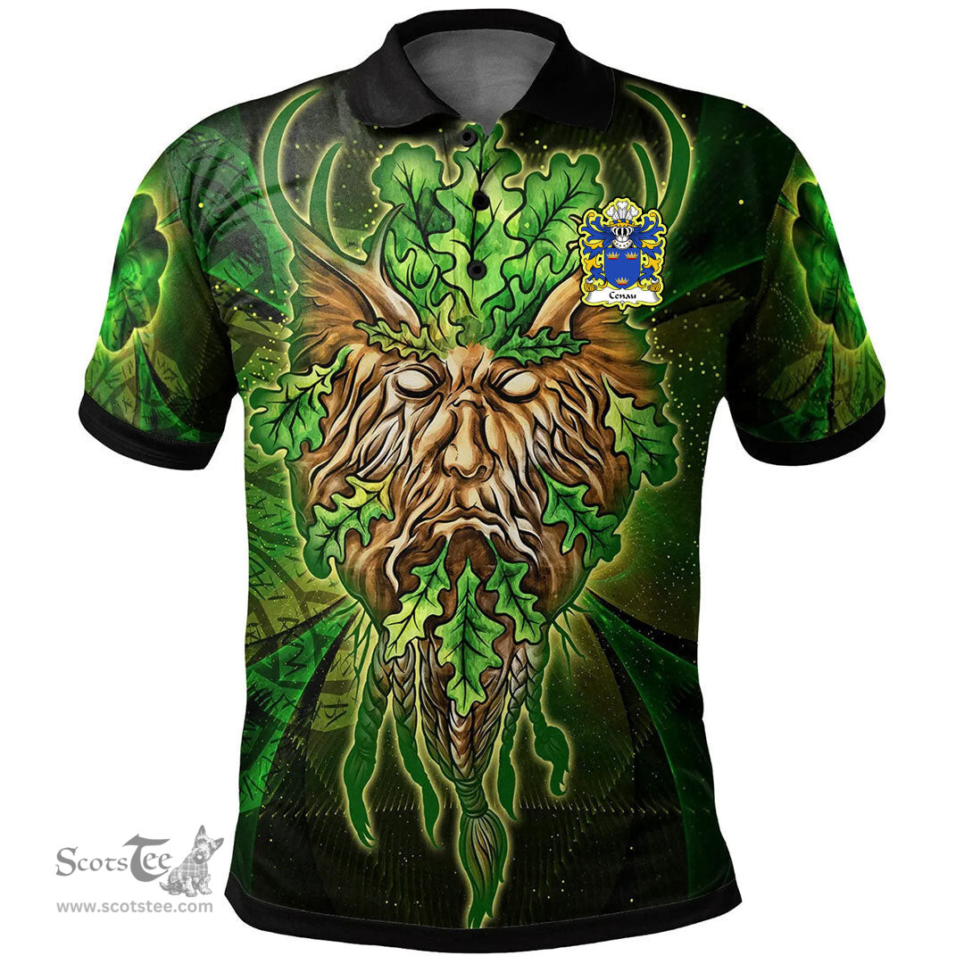 ScotsTee Shop Welsh Cenau AP COEL GODEBOG Coat of Arms Family Crest Wales Polo Shirt Green Celtic God Polo Shirt
