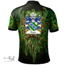ScotsTee Shop Welsh Evans of Chester Coat of Arms Family Crest Wales Polo Shirt Green Celtic God Polo Shirt
