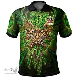 ScotsTee Shop Welsh Chepstowe Monmouthshire Coat of Arms Family Crest Wales Polo Shirt Green Celtic God Polo Shirt
