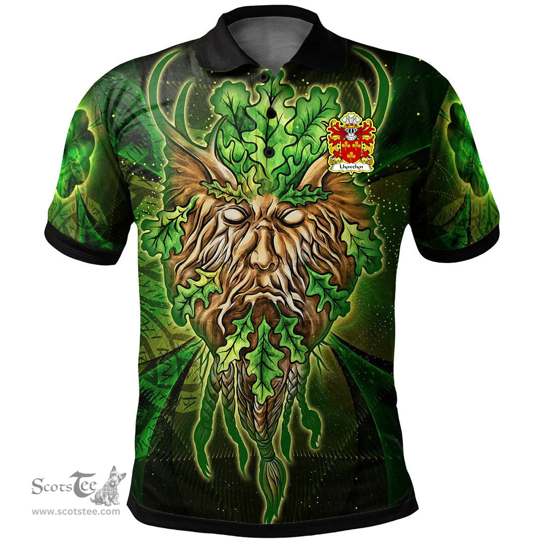 ScotsTee Shop Welsh Llywelyn DYFARCH Coat of Arms Family Crest Wales Polo Shirt Green Celtic God Polo Shirt