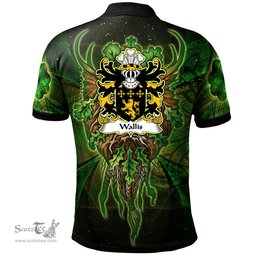 ScotsTee Shop Welsh Wallis or Welsh of Llan wern Monmouthshire Coat of Arms Family Crest Wales Polo Shirt Green Celtic God Polo Shirt