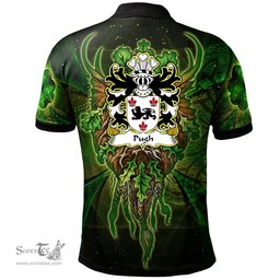 ScotsTee Shop Welsh Pugh of Mathafarn Llanwrin Montgomeryshire Coat of Arms Family Crest Wales Polo Shirt Green Celtic God Polo Shirt