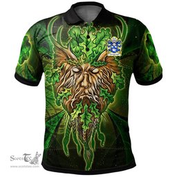 ScotsTee Shop Welsh Llanegwystl VALLEY CRUCIS ABBEY Coat of Arms Family Crest Wales Polo Shirt Green Celtic God Polo Shirt