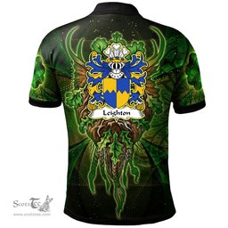 ScotsTee Shop Welsh Leighton of Leighton Shropshire Coat of Arms Family Crest Wales Polo Shirt Green Celtic God Polo Shirt