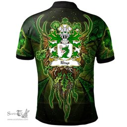 ScotsTee Shop Welsh Rhys GOCH OF YSTRAD YW Coat of Arms Family Crest Wales Polo Shirt Green Celtic God Polo Shirt