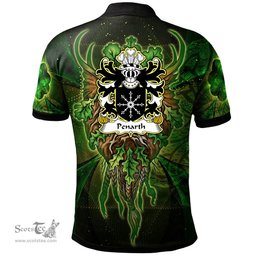 ScotsTee Shop Welsh Penarth of Cardiff Coat of Arms Family Crest Wales Polo Shirt Green Celtic God Polo Shirt