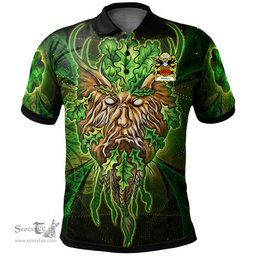 ScotsTee Shop Welsh Winter of Llan gain Carmenthenshire Coat of Arms Family Crest Wales Polo Shirt Green Celtic God Polo Shirt