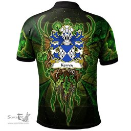 ScotsTee Shop Welsh Kerrey of Worthern Shropshire Coat of Arms Family Crest Wales Polo Shirt Green Celtic God Polo Shirt