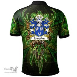 ScotsTee Shop Welsh Llywelyn AB ALETH King of Dyfed Coat of Arms Family Crest Wales Polo Shirt Green Celtic God Polo Shirt