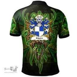 ScotsTee Shop Welsh Moore lords of Crick Monmouthshire Coat of Arms Family Crest Wales Polo Shirt Green Celtic God Polo Shirt