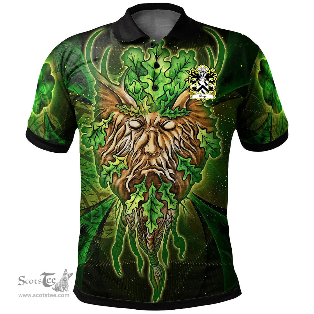 ScotsTee Shop Welsh Rhys AP Sir GRUFFUDD Coat of Arms Family Crest Wales Polo Shirt Green Celtic God Polo Shirt