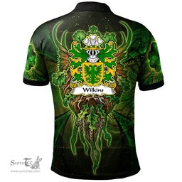 ScotsTee Shop Welsh Wilkins of Glamorgan Coat of Arms Family Crest Wales Polo Shirt Green Celtic God Polo Shirt