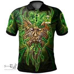 ScotsTee Shop Welsh Wilkins of Glamorgan Coat of Arms Family Crest Wales Polo Shirt Green Celtic God Polo Shirt