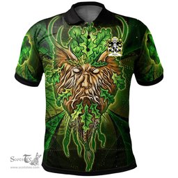 ScotsTee Shop Welsh Rixton of Conwy Coat of Arms Family Crest Wales Polo Shirt Green Celtic God Polo Shirt