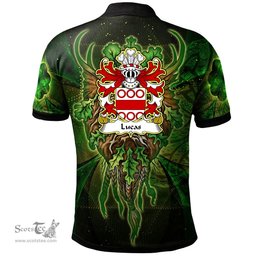 ScotsTee Shop Welsh Lucas of Hill Gower Coat of Arms Family Crest Wales Polo Shirt Green Celtic God Polo Shirt
