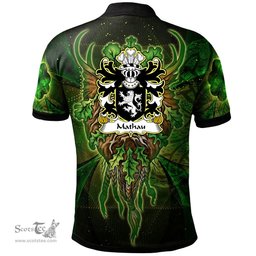 ScotsTee Shop Welsh Mathau AB IEUAN AP GRUFFUDD GETHIN Coat of Arms Family Crest Wales Polo Shirt Green Celtic God Polo Shirt