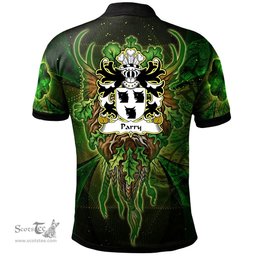 ScotsTee Shop Welsh Parry of Llandygwydd Cardiganshire Coat of Arms Family Crest Wales Polo Shirt Green Celtic God Polo Shirt